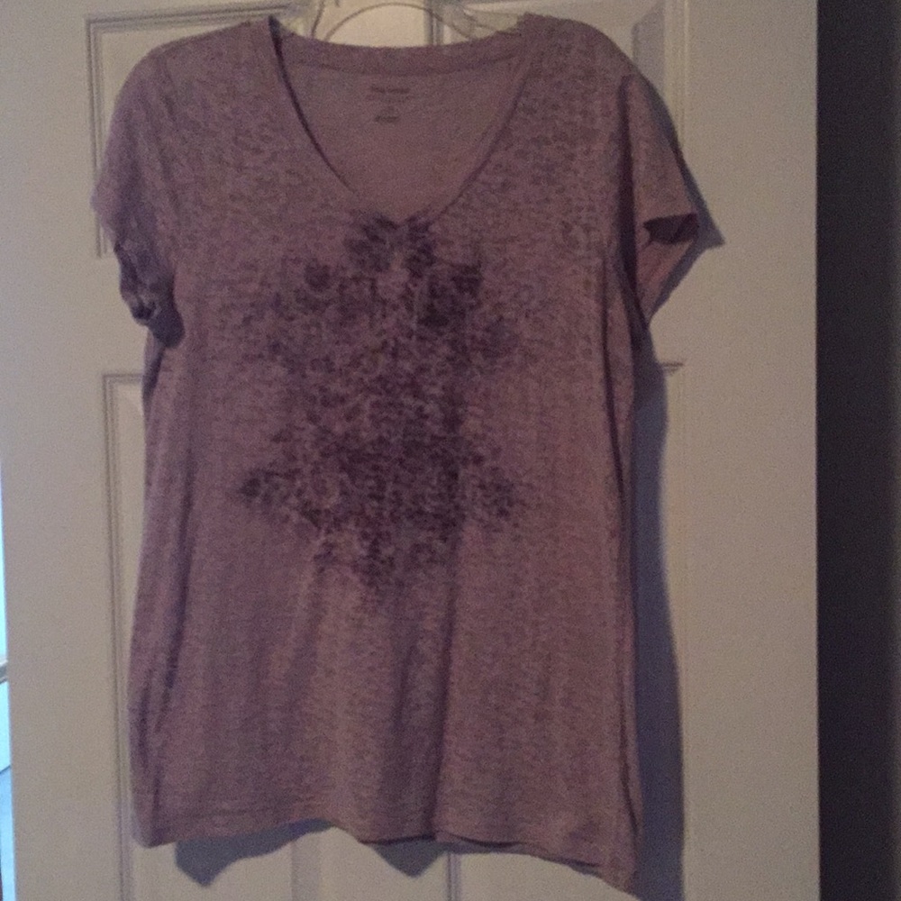 Purple burnout v-neck tee